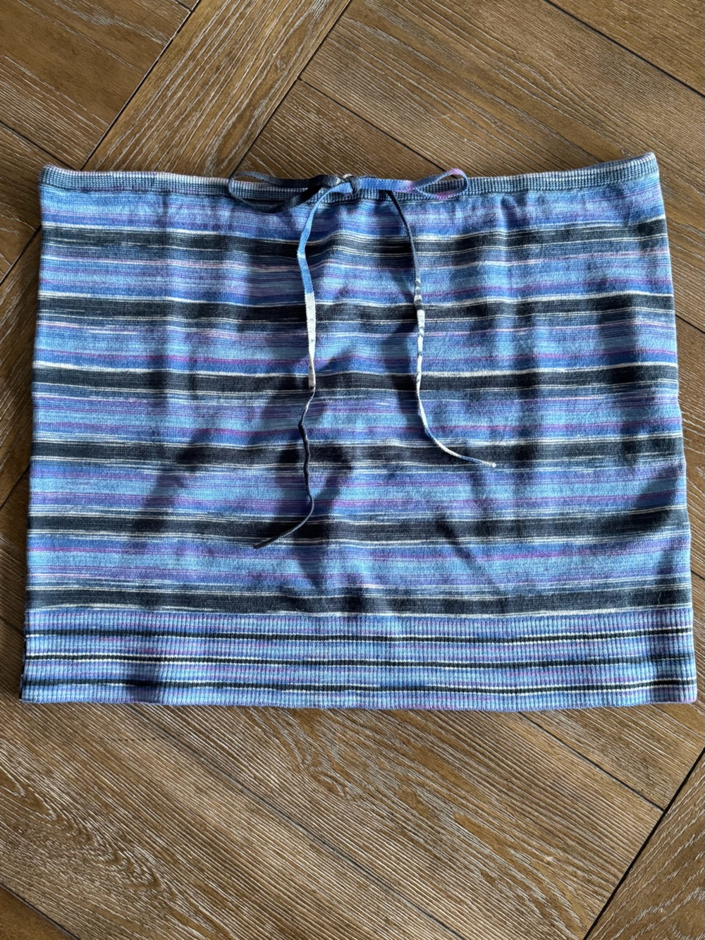 J. Crew Striped Knit Drawstring Crop Top in Blue, Purple, Black